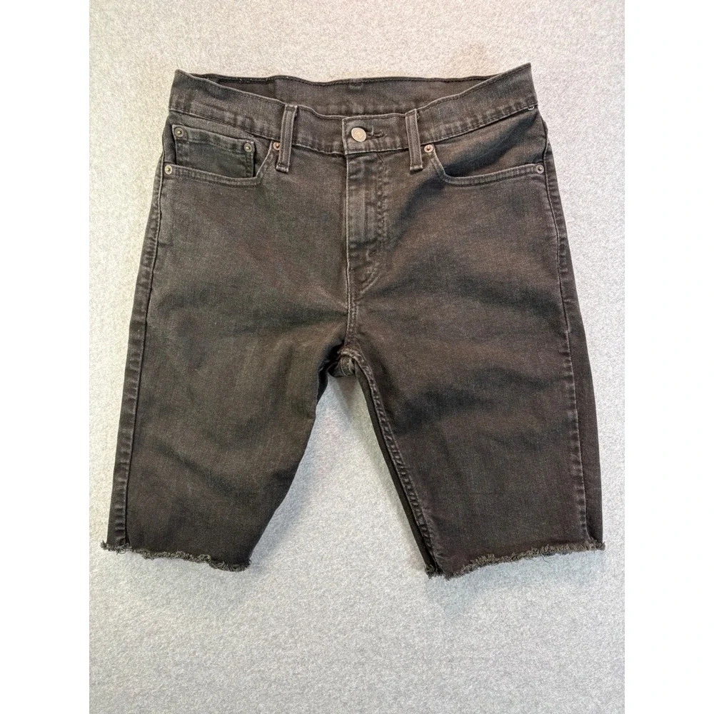 Levi's 502 Regular Taper Denim Shorts Mens 32 Black Raw Hem Cut Off 36555-0295